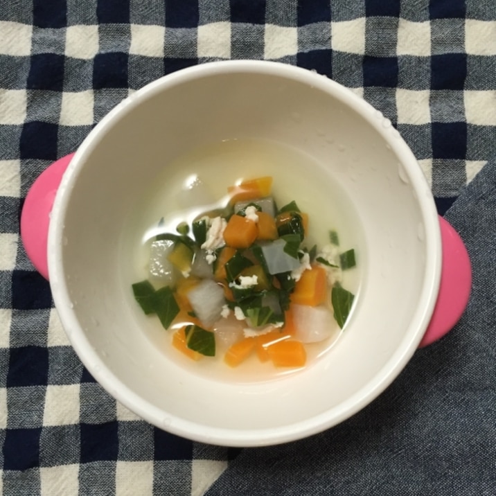 離乳食中期☆青梗菜と鶏の中華スープ